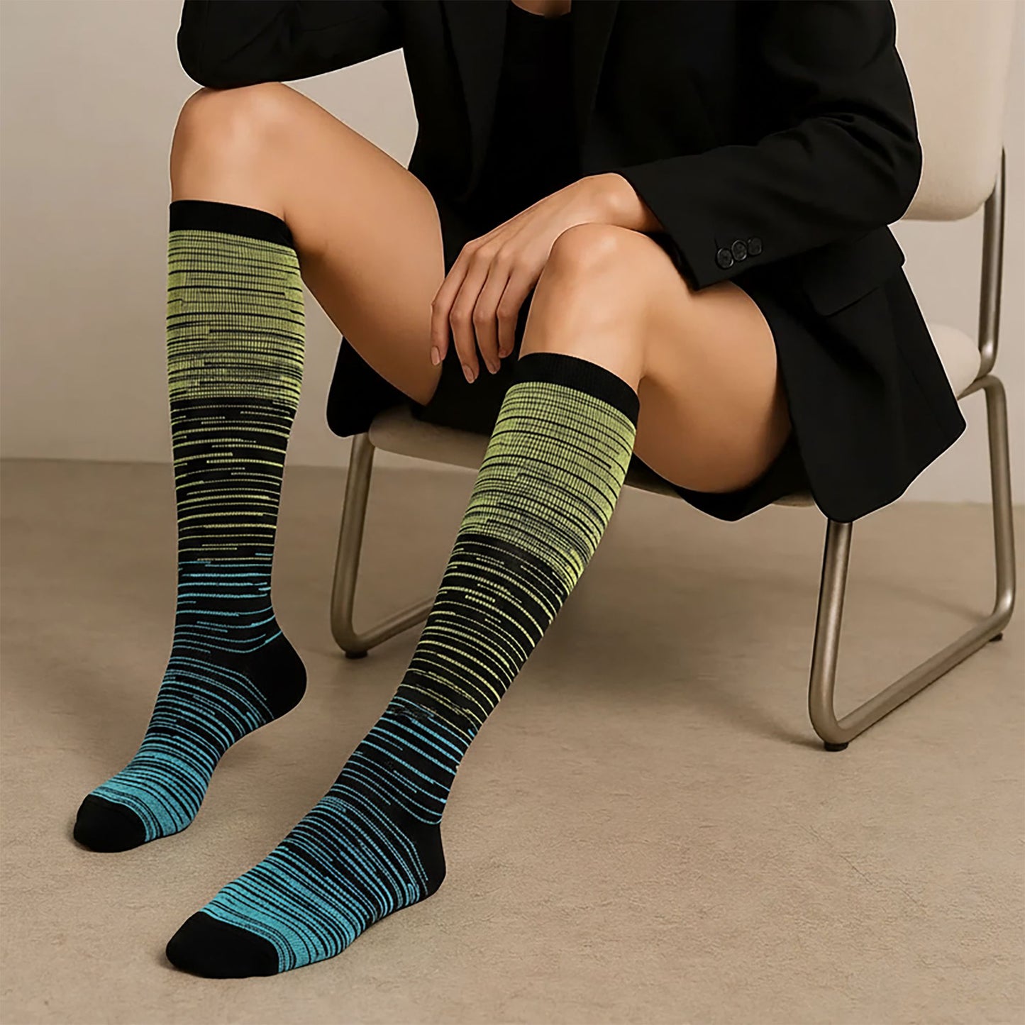 6pk Professional Athletic Compression Socks - Gradient Pressure Knee-High Socks for Fitness, Running & Recovery