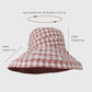 Women's Reversible Checkered Bucket Hat with Chin Strap