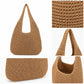 Woven Straw Shoulder Bag - Lightweight Hand-Knit Summer Tote for Beach and Vacation