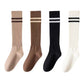 4-Pair Set Ribbed Knee-High Socks with Striped Detail Slim Fit Stretch Design for Casual Outfits