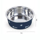 Stainless Steel Pet Bowl - Non-Slip Dog and Cat Food Dish with Paw Print Accent