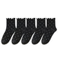 Polka Dot Ankle Socks Set Soft Cotton Blend Ruffle Trim Cuff Multiple Color Combos 5 Pairs