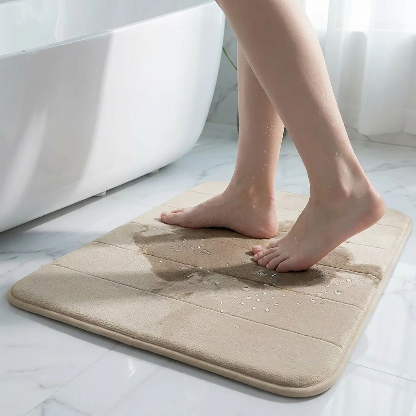 Soft Memory Foam Bath Mat with Absorbent Quilted Design and Non Slip Backing