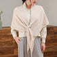 Soft Solid Knit Scarf with Draped Shape, Smooth Textured Finish, and Versatile Wrap Styling Design 68.5x45.5x28.5in