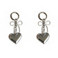 2 Pack Metal Heart Keychain with Bow Accent Clip and Polished Bag Charm Pendant