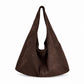 Large Faux Suede Hobo Shoulder Bag with Magnetic Closure and Interior Zip Pocket