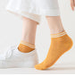 4-Pair Pack Lightweight Mesh Ankle Socks with Striped Cuffs Breathable Knit Texture