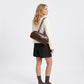 East West Faux Leather Bowler Shoulder Bag with Double Handles and Zip Closure