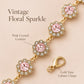 Pink Rhinestone Flower Bag Chain Purse Charm with Gold Tone Clips