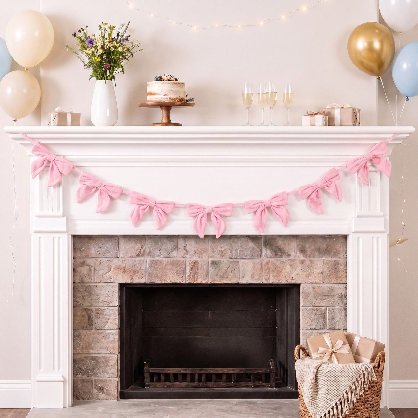 Decorative Bow Garland for Parties and Holiday Decor
