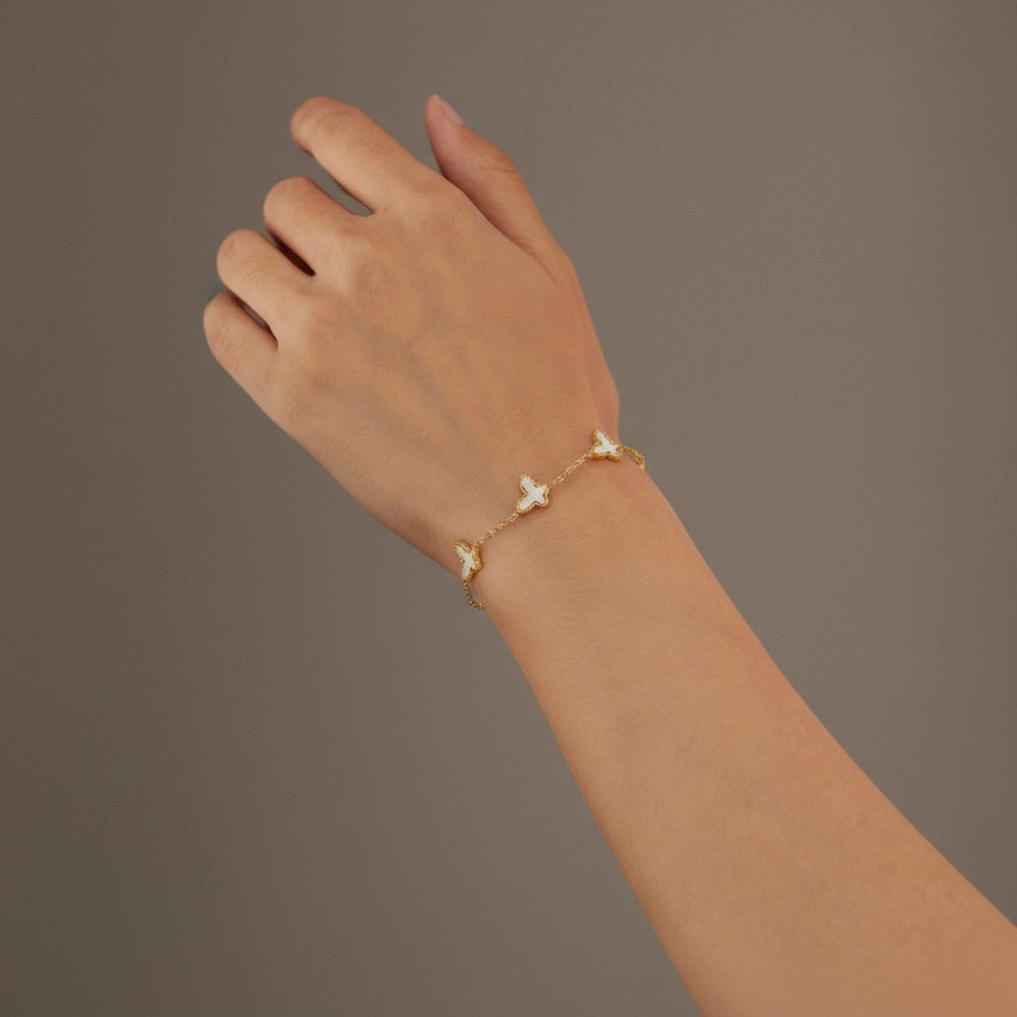 Women's Butterfly Charm Bracelet with Delicate Linked Motifs and Polished Metal Accents