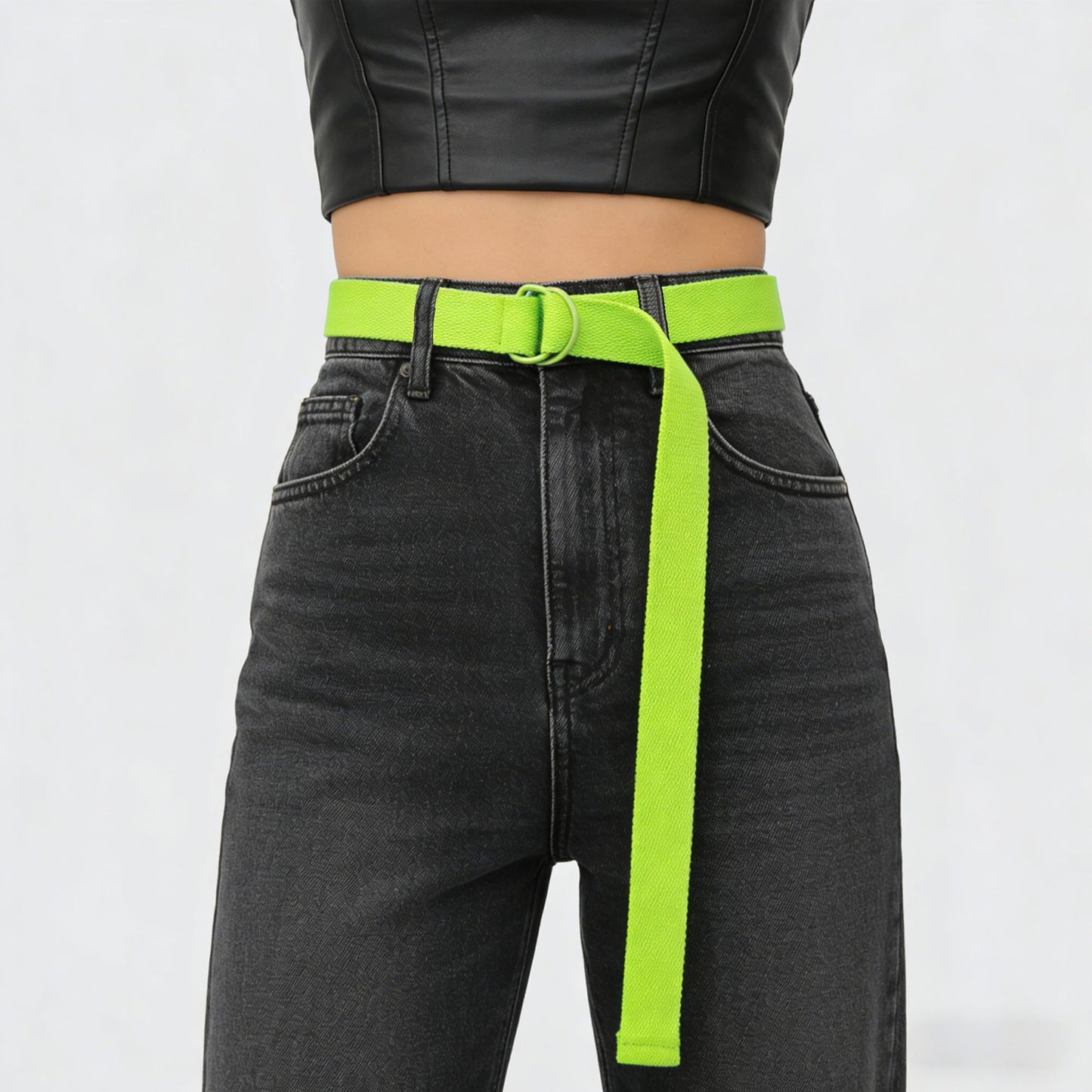 Thin Canvas Belt - Minimalist Loop Buckle Waist Belt for Dresses, Jeans & Casual Styling