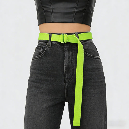 Thin Canvas Belt - Minimalist Loop Buckle Waist Belt for Dresses, Jeans & Casual Styling