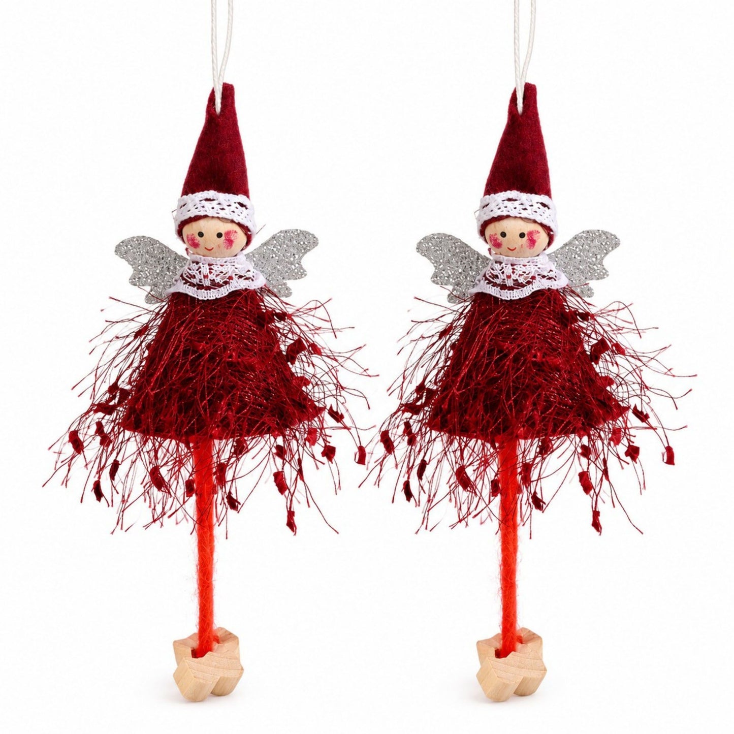 2pk Lace Angel Christmas Tree Ornaments