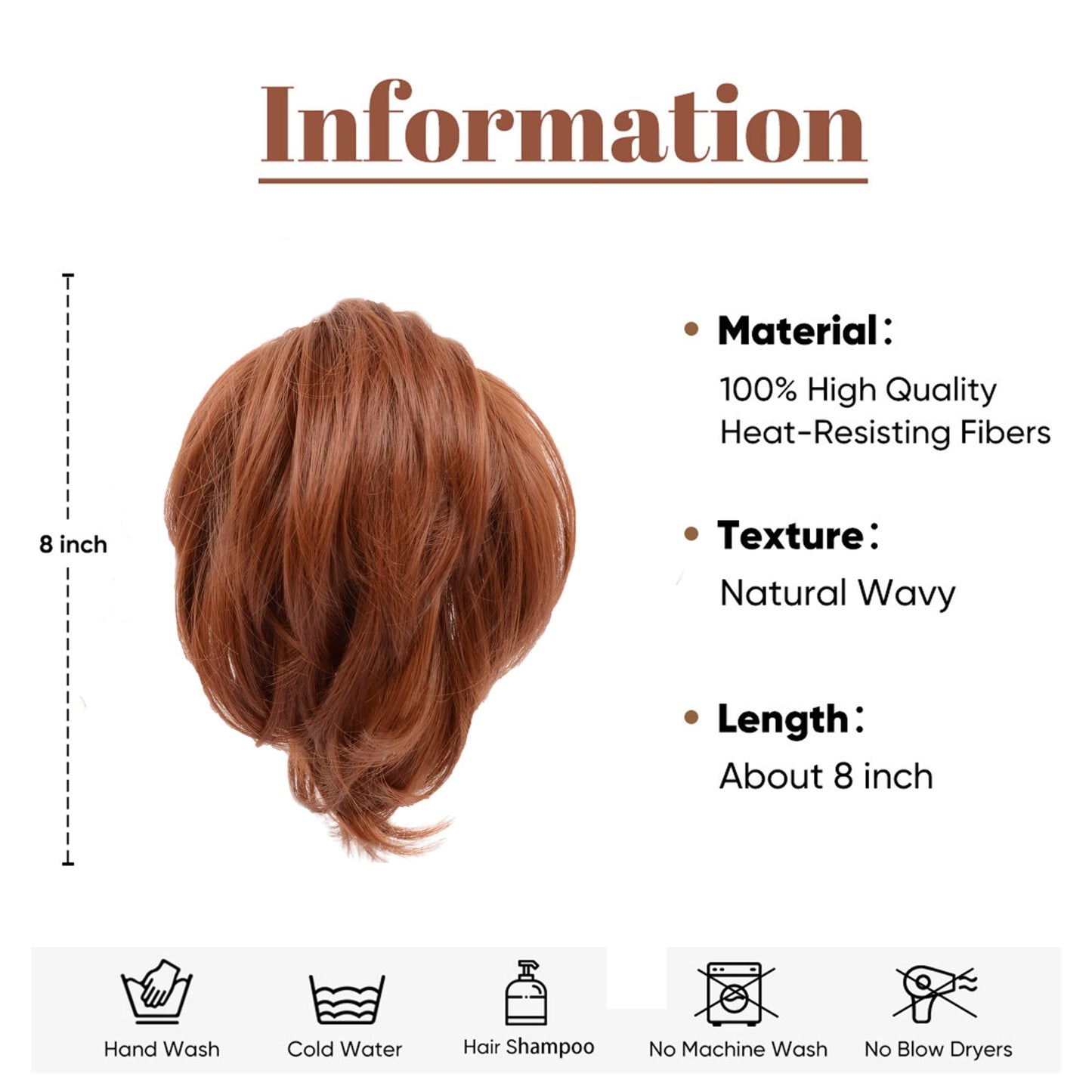 Short Tousled Layered Ponytail Hairpiece with Claw Clip Heat Resistant Synthetic Hair Natural Texture