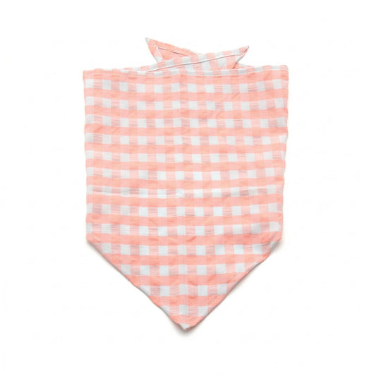 Large Pet Bandana Scarf Pink Gingham Triangle Bib for Dogs and Cats Neckerchief