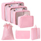 Travel Packing Organizer Set with Mesh Cubes Drawstring Bag Zipper Pouch Lightweight Storage Set