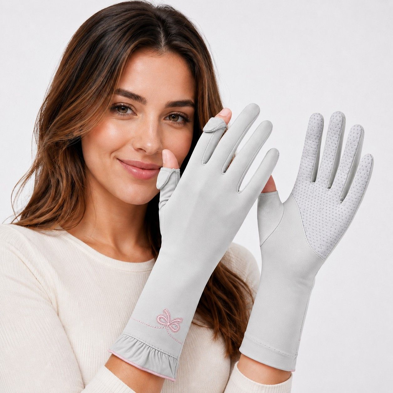 Long Cuff Fingerless Sun Protection Cycling Gloves