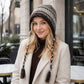 Patterned Knit Beanie with Braided Tassels