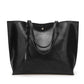 Large Faux Leather Shoulder Tote Bag with Tassel and Magnetic Snap Closure