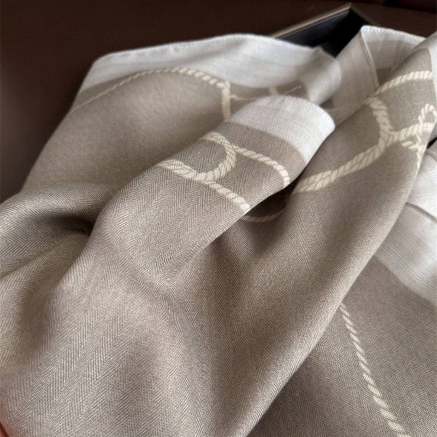 Satin Square Scarf with Rope Chain Border Print 27x27in
