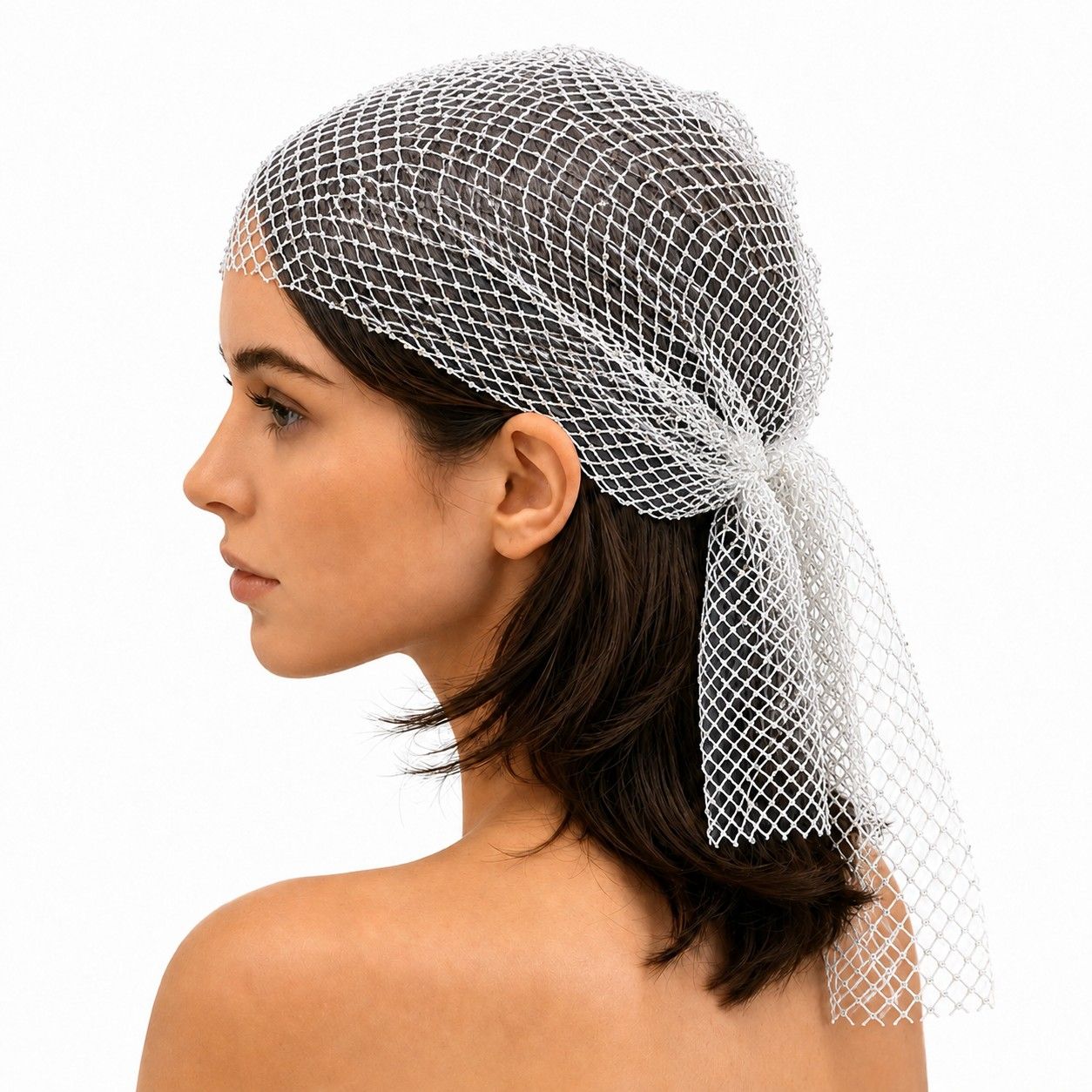 Rhinestone Mesh Head Wrap Sparkle Tie Back Hair Scarf