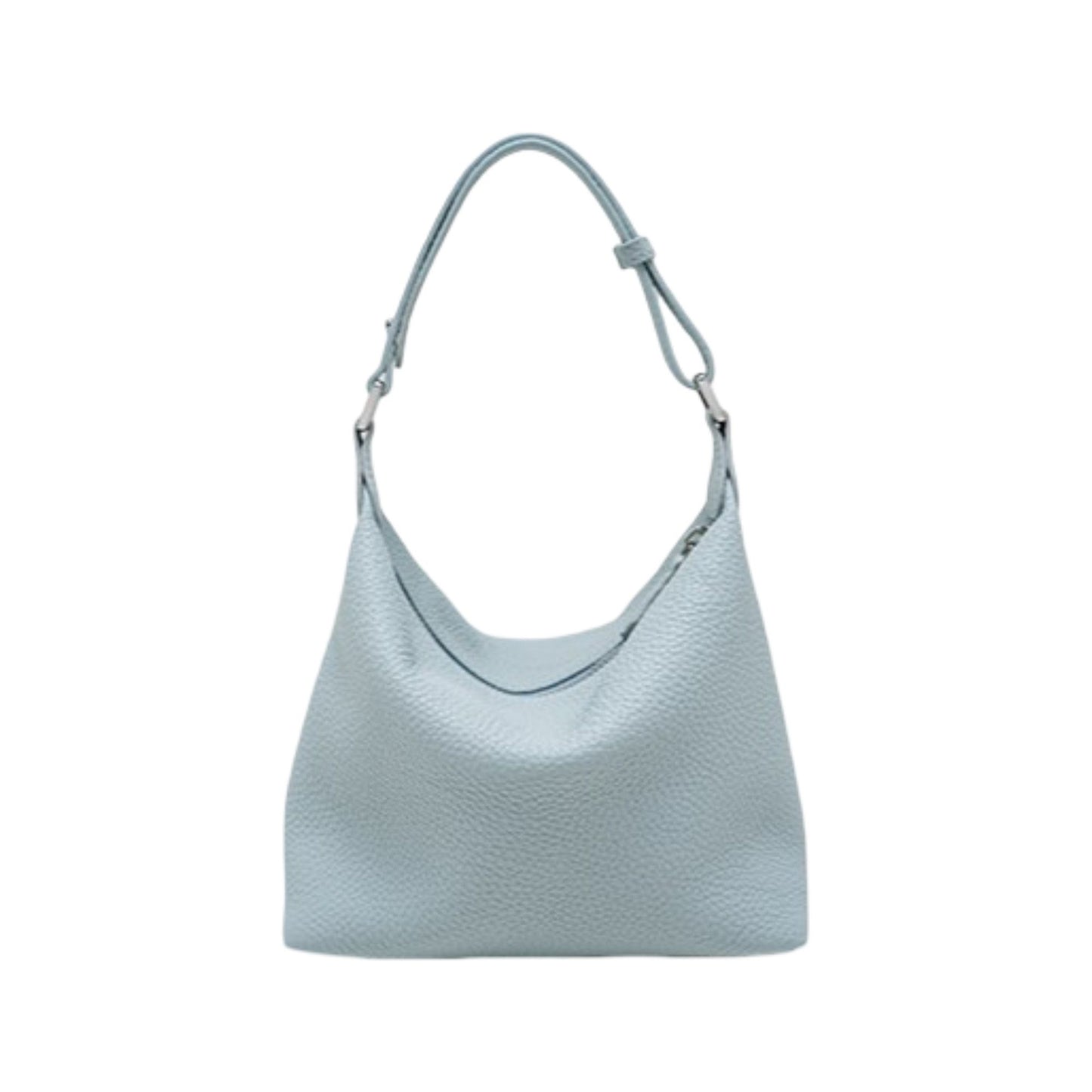 Pebbled Leather Hobo Shoulder Bag with Adjustable Strap and Convertible Crossbody Design