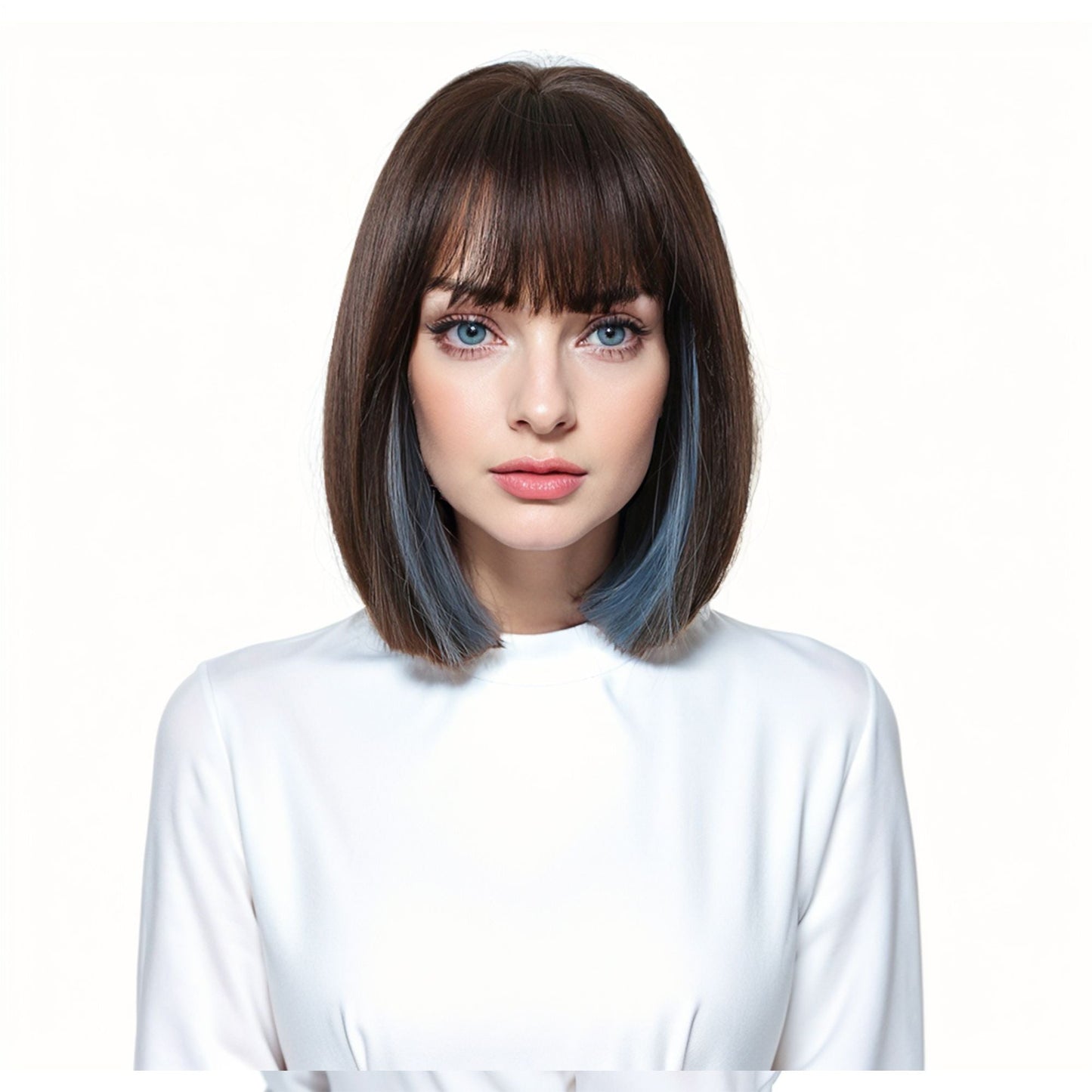 Straight Bob Wig with Bangs for Women Heat-Resistant Synthetic Natural-Looking Short Bob Style Ideal for Daily Wear