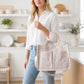 Canvas Tote Bag with Bow Print Large Capacity Lightweight Adjustable Shoulder Bag