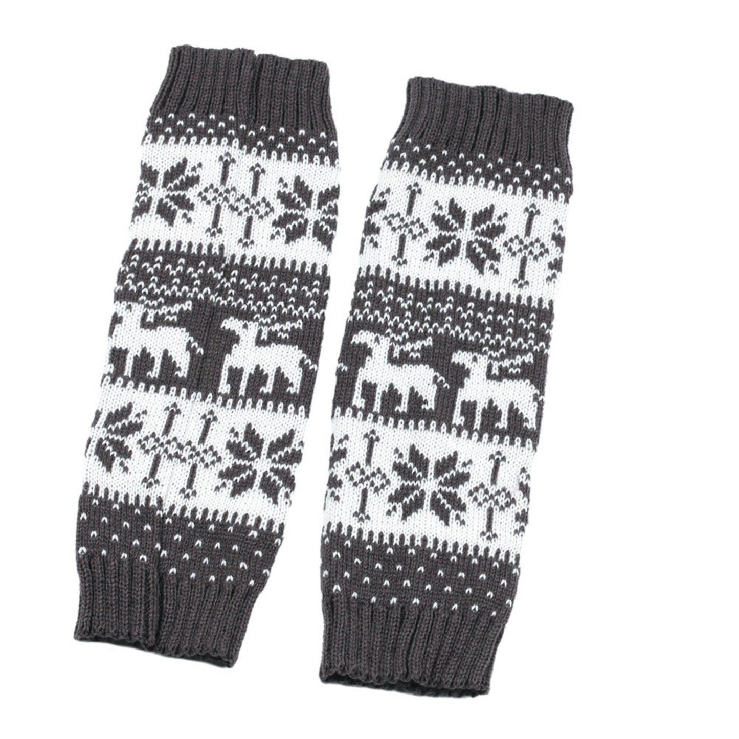 Fair Isle Knit Leg Warmers with Soft Stretch Ribbed Cuffs and Festive Patterned Design for Cozy Winter Layering