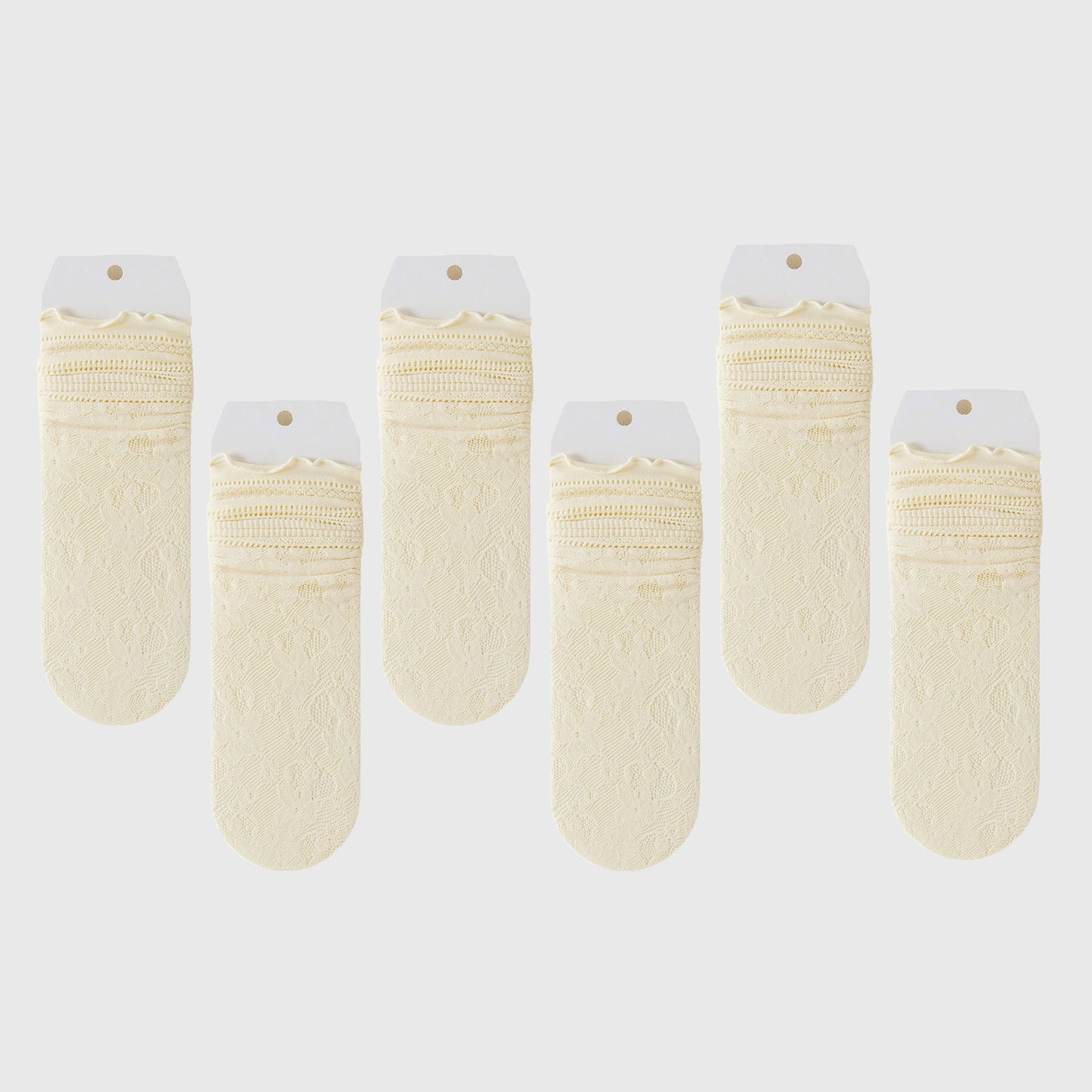 Lace Ankle Socks with Ruffle Cuff 6pk