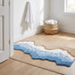 Abstract Ocean Wave Plush Bathroom Mat with Irregular Scalloped Edge