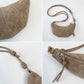 Soft Faux Suede Crossbody Shoulder Bag Adjustable Strap Compact Everyday Crescent Purse