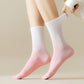 Gradient Color Athletic Crew Socks Non Slip Silicone Cushioned Sole for Yoga Jogging 2 Pairs