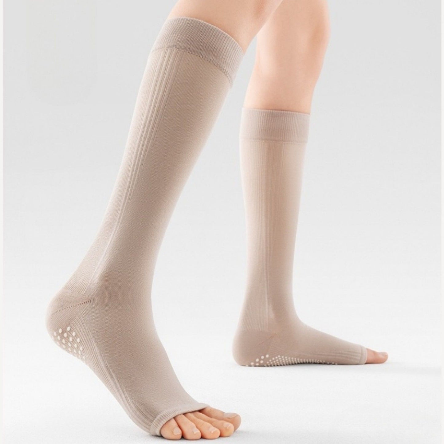 Knee High Grip Socks with Anti-Slip Sole for Barre, Yoga, Dance, and Pilates 2-Pack