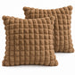 2 Pack Plush Faux Fur Bubble Grid Throw Pillow Covers 18 x 18 Inch for Couch and Bed