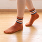 6 Pair Striped Crew Socks with Ribbed Cuffs