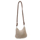 Women's Woven Net Shoulder Bag with Long Strap and Zipper Closure