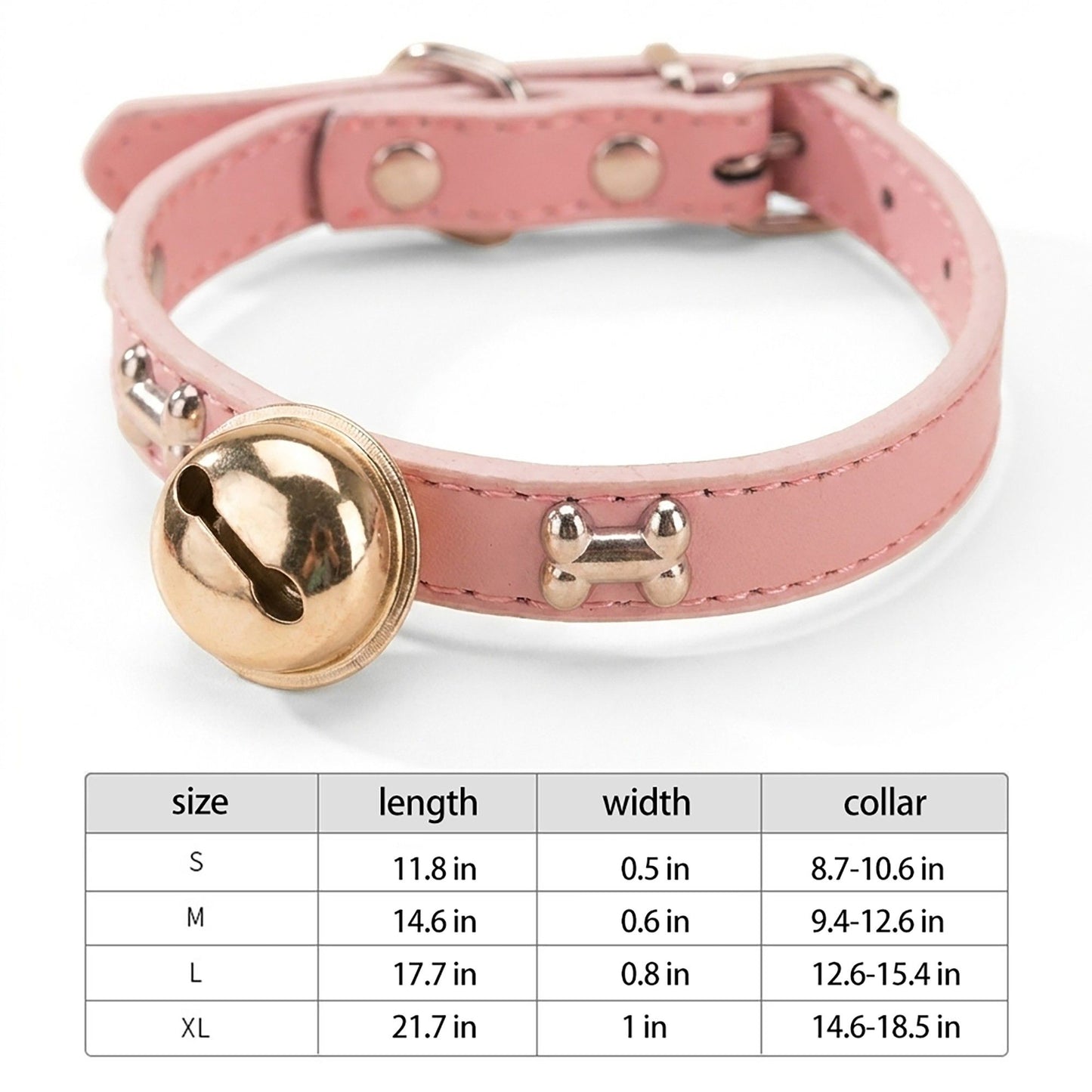 Adjustable Dog & Cat Collar with Paw Print Decoration and Bell Soft PU Leather