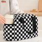 Checkered Insulated Lunch Bag Large Capacity Lunch Tote with Side Pockets for Work