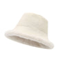 Faux Suede Bucket Hat with Faux Fur Trim Winter Hat