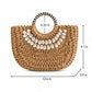 Straw Woven Shell Handbag with Round Handle