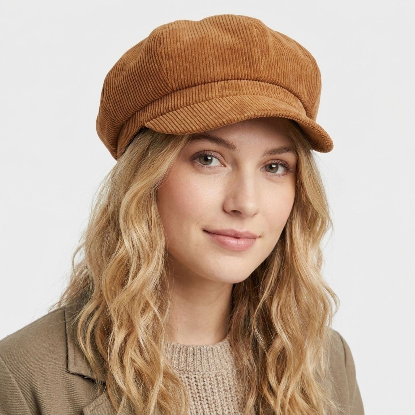 Corduroy Newsboy Cap Vintage Baker Boy Cabbie Hat with Short Brim