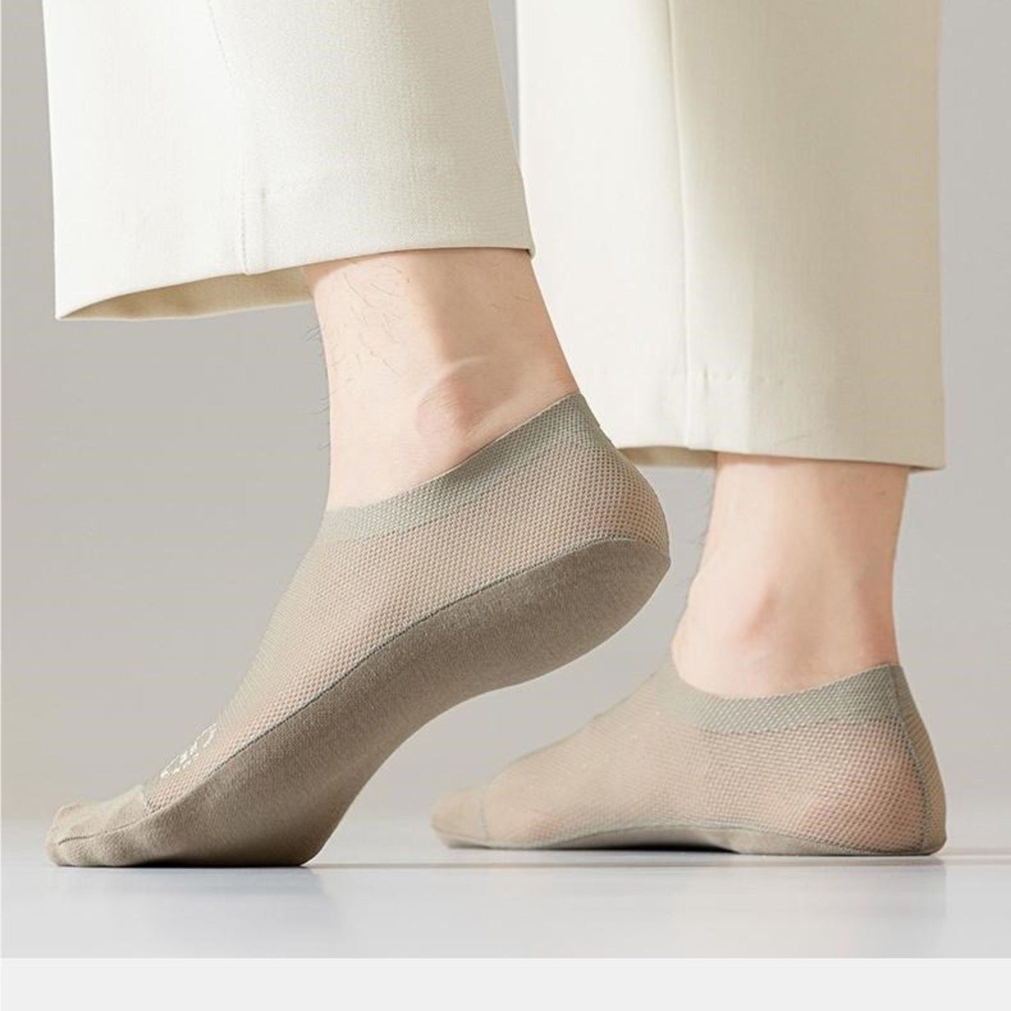 Men's No-Show Mesh Socks with Non-Slip Silicone Heel Grip and Breathable Low-Cut Design 3-Pack