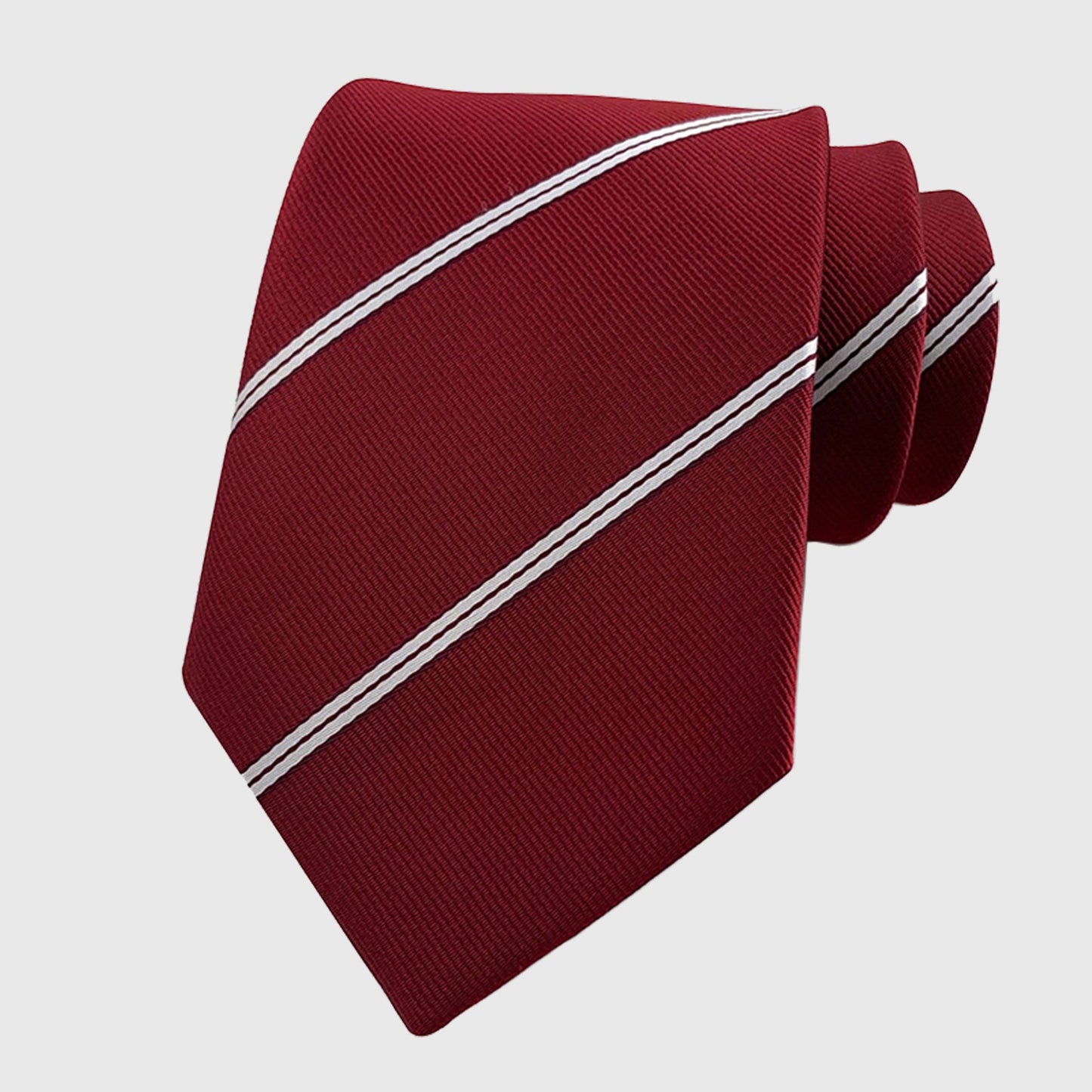 Men's Polyester Filament Tie with White Diagonal Stripes - Formal/Casual Necktie for Business, Weddings & Daily Wear