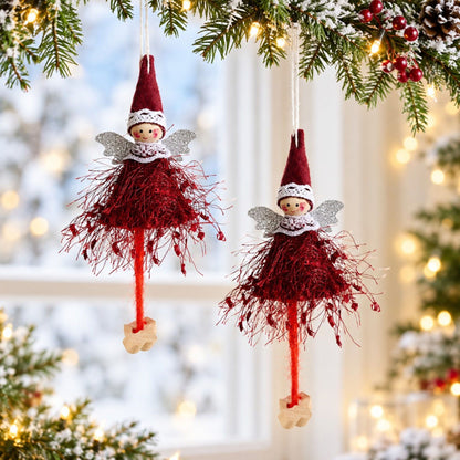 2pk Lace Angel Christmas Tree Ornaments