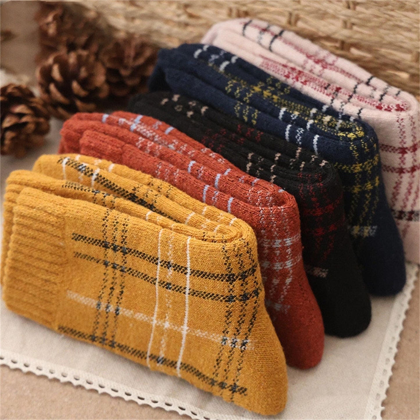 Women's 5-Pack Assorted Patterned Thick Knit Socks with Plaid and Holiday Prints