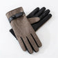 Plaid Winter Gloves with Wrist Strap and Full Finger Design