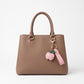 Apple Bag Charm with Faux Leather Strap and Gold Tone Hardware