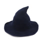 Pointed Knit Witch Hat with Wide Floppy Brim for Halloween